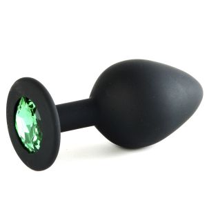 70500-07 Силиконовая втулка черная, цвет кристалла зеленый 7,2 см х 3 см ― Секс Культура